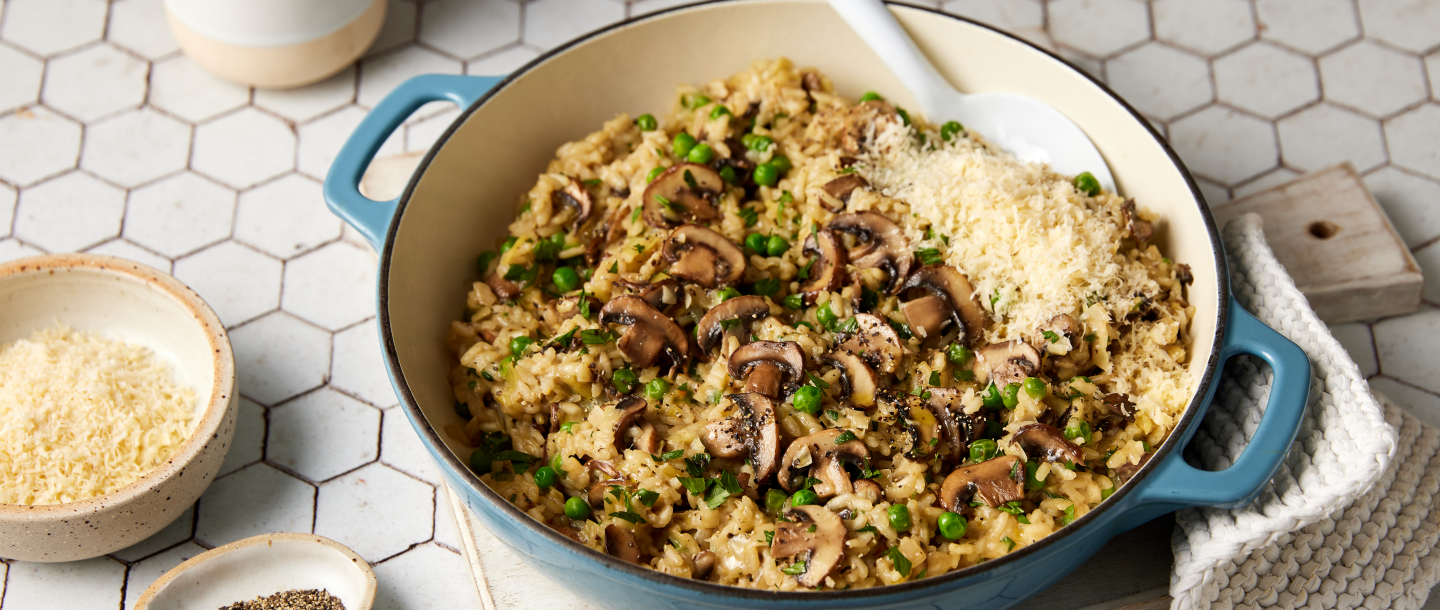 Swiss mushroom, leek, and pea risotto 2